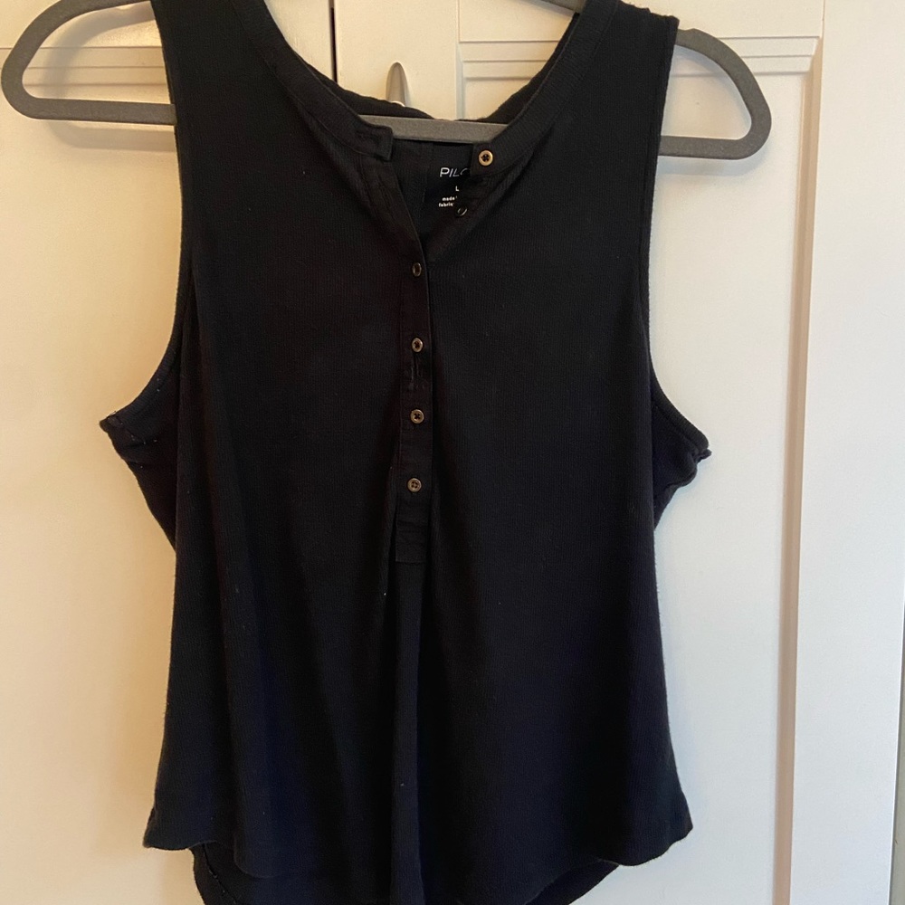 Anthropologie Pilcro cotton Henley tank black large